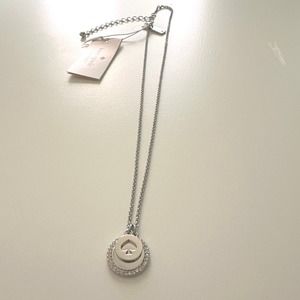 NWT kate spade Signature Charm Necklace Silver Diamonds